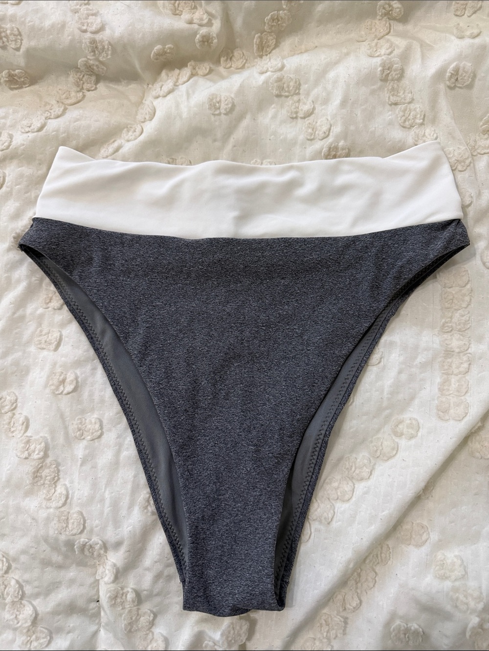 Aerie Small s High Rise Two-Tone Bikini Bottom - Charcoal & White